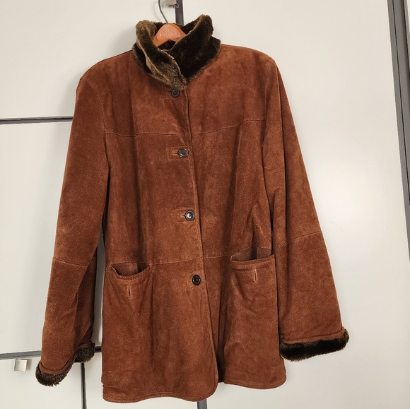 Winlit Jackets & Blazers - VINTAGE 100%  Leather   Reversible  Brown Jacket Coat Women's Size L VTG